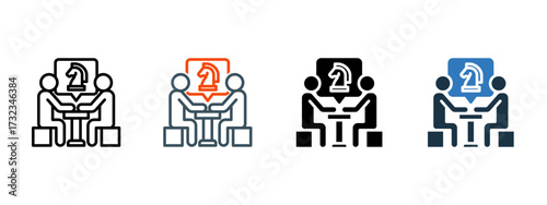 Negotiate multiple icon style vector illustration