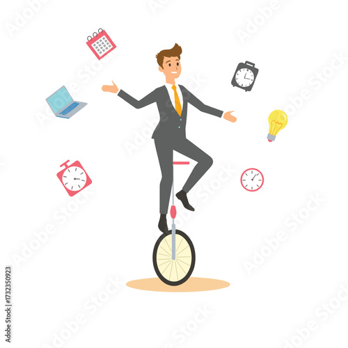 Multitasking and Time Management illustration, Balancing Priorities, Business Efficiency,Juggling Responsibilities