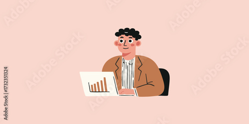 A determined individual focuses on data analysis, his expressions reveal concentration on a laptop computer, highlighting the synergy of technology and professional ambition.