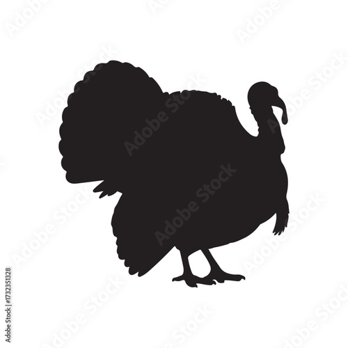 Turkey Bird Silhouette Vector Illustration Black Thanksgiving Animal Graphic Design