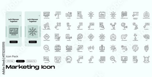Marketing Line Icon Set