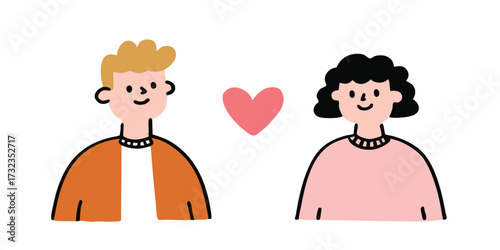 A couple is expressing their love through the pink heart, symbol of romance and tenderness.