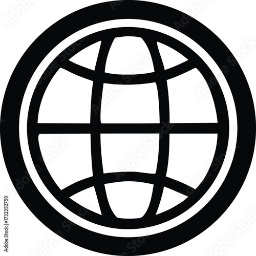 Global network symbol representing international connectivity and communication. simple abstract globe logo for worldwide reach.