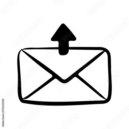 Email message send out, simple vector icon in black and white style