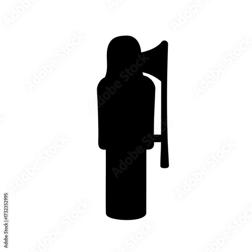 A sinister silhouette of the Grim Reaper with Axe for Vector Illustration