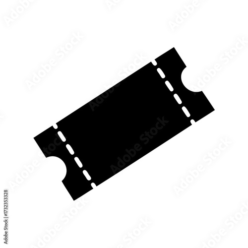 A simple black ticket image representing entrance for events and travels