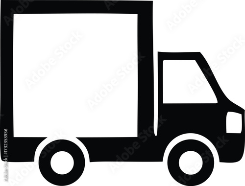 Simple silhouette icon of a box truck for logistics delivery and transportation services clear graphic