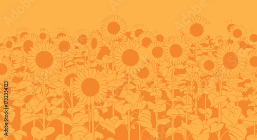 Orange sunflower field illustration