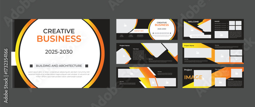 modern landscape bifold creative business brochure template design, company profile catalog magazine flyer booklet leaflet.