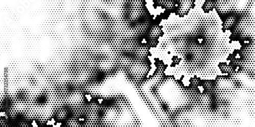 Background with irregular, chaotic dots, points, circle. Random halftone. Pointillism style. Black and white colour. Vector illustration