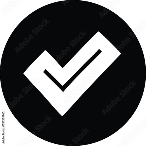 White check mark inside a black circle a simple icon for success approval confirmation and completion ideal for digital interfaces