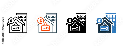 Rental multiple icon style vector illustration