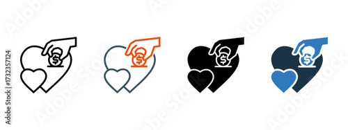 Donate  multiple icon style vector illustration