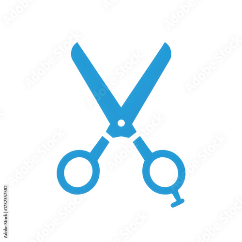 Scissors Illustration Open Blades, Blue Design for Hairdressing & Crafting