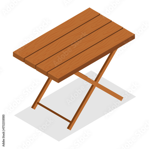 3D Isometric Flat Vector Illustration of Tables Collection, Wooden Furniture. Item 3