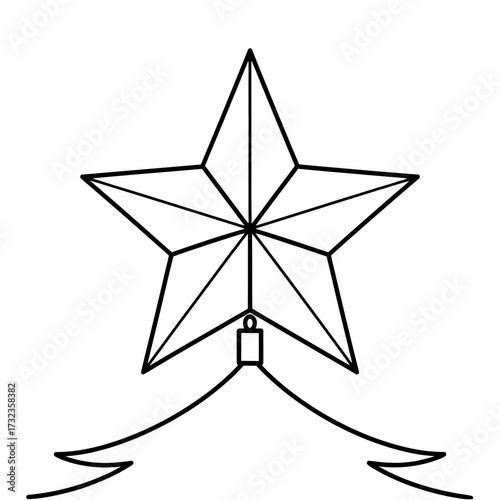 Scalable vector illustration of a christmas star topper for festive tree decorations silhouette white background