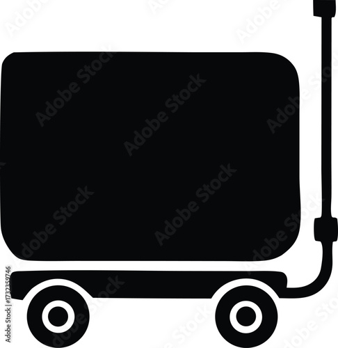 Industrial hand truck with large cargo platform silhouette for logistics and transportation services icon symbol
