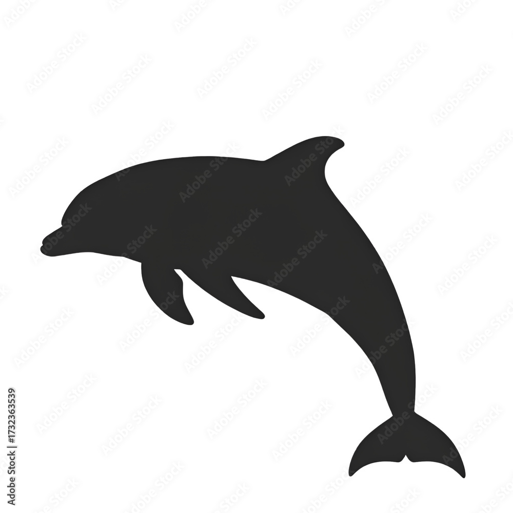 Fototapeta premium Jumping Dolphin Silhouette with Transparent Background PNG