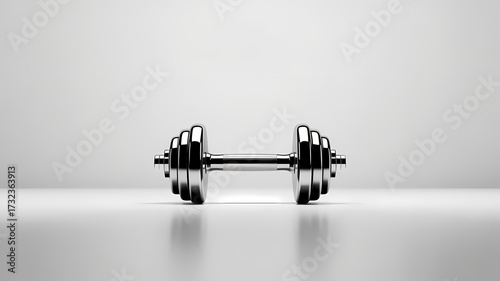 An isolated metal dumbbell weight for fitness and strength training on a white background