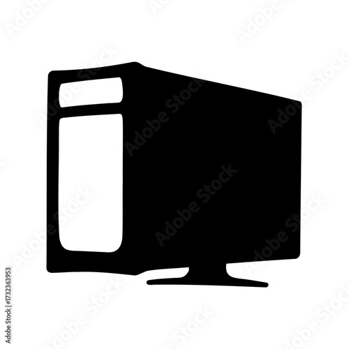 Black silhouette of an old computer monitor with a thick bezel screen