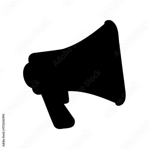 Simple black and white vector image of a megaphone or bullhorn icon