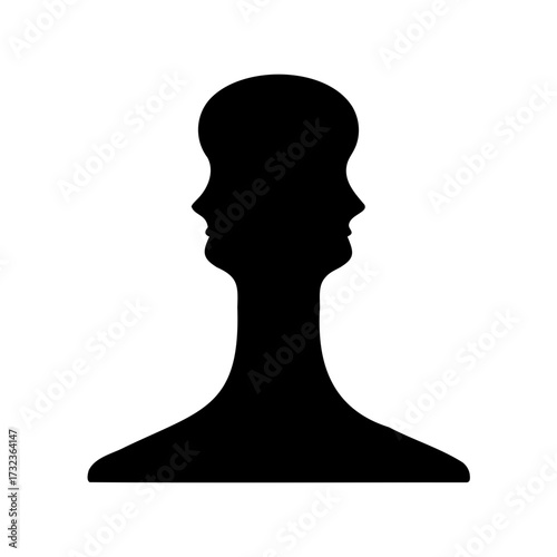 Optical Illusion Silhouette of Two Faces Forming a Vase on White