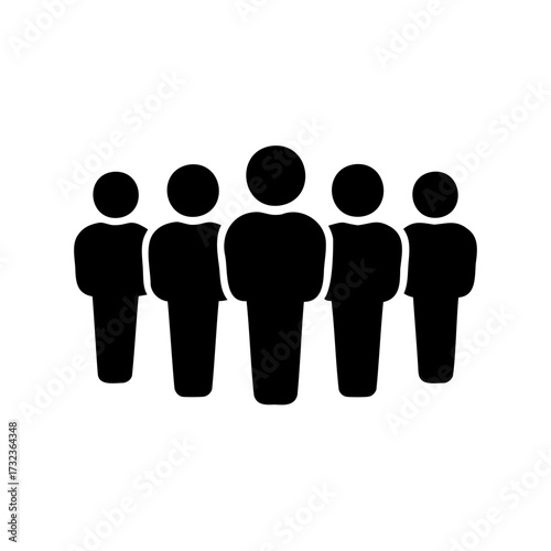 A group of anonymous people standing together in a simple vector graphic