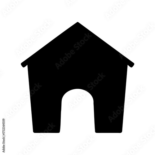 Simple Black Silhouette of a Doghouse or Shelter with Arched Entrance
