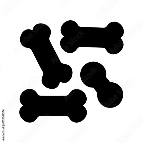 Minimalist Black and White Illustration of Dog Bones Scattered on a Plain Surface