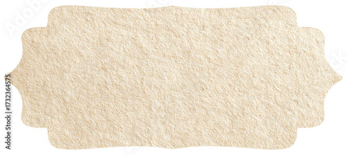 A blank, textured paper label is presented in a vintage, elegant style. This provides a space for text or graphic with the potential to convey a sense of artistry and charm.