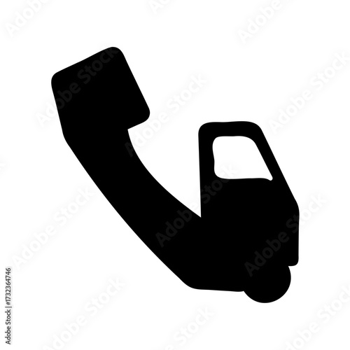 Abstract silhouette of a truck resembling a classic telephone handset