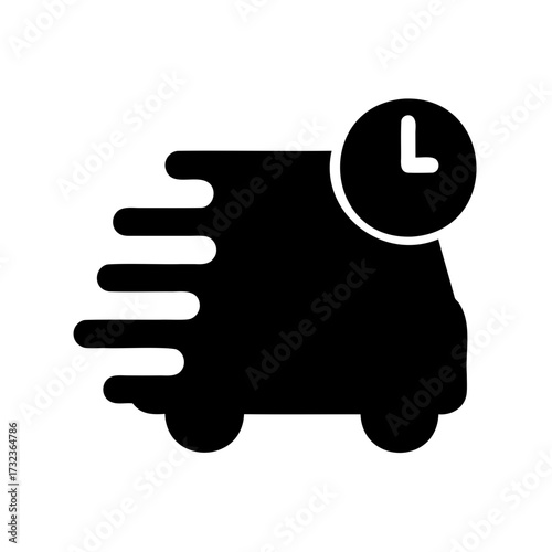 Fast Delivery Truck with Clock Icon for Speed and Time Sensitive Shipments