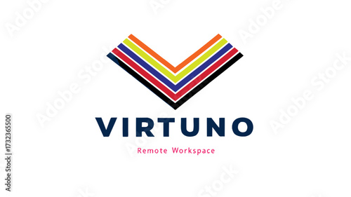 Virtuno Remote Workspace Logo – Multicolor V-Shaped Modern Branding Design for Virtual Office, SaaS, and Tech Business Identity
