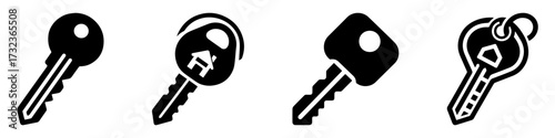 Modern Minimalist Garage Key Icon, Flat Silhouette of a Secure Access Vector for Safety Illustration Design