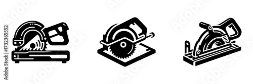 Modern Minimalist Garage Saw Icon, Flat Silhouette of a Handy Tool Vector for Workshop Illustration Design