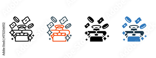 Rich multiple icon style vector illustration