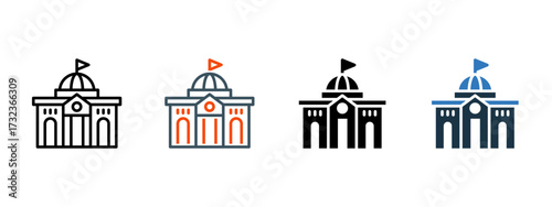 Government multiple icon style vector illustration