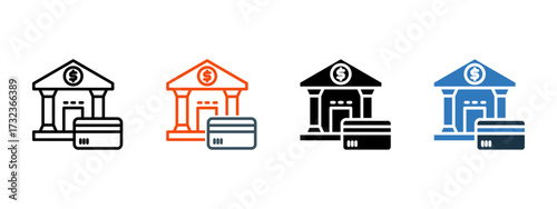 Bank multiple icon style vector illustration