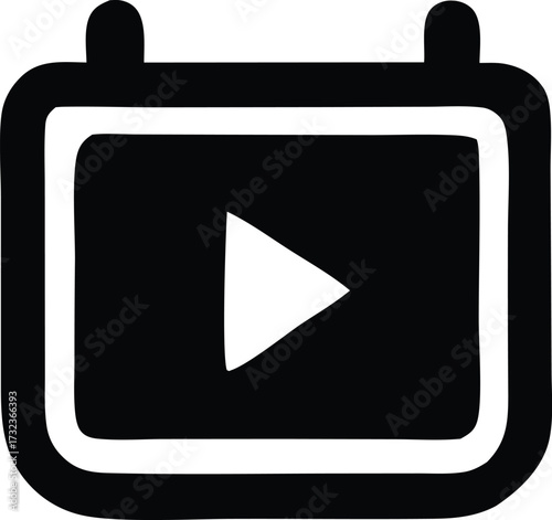 Calendar event video play icon symbol for scheduling online meetings and digital content planning