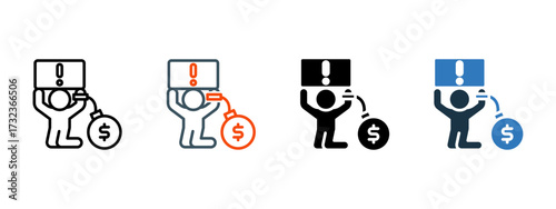 Debt multiple icon style vector illustration