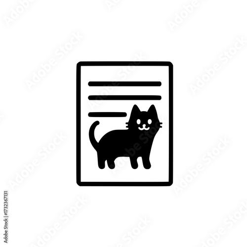 vector of text document with black cat silhouette for mystery and superstition themes