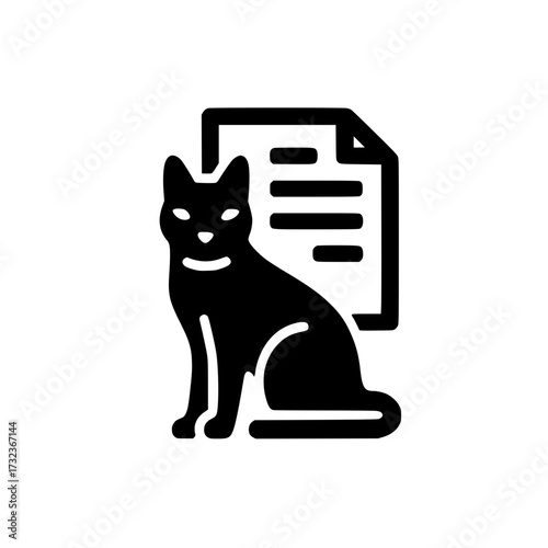 Text file with black cat symbol for Halloween and mystery themes in modern vector design