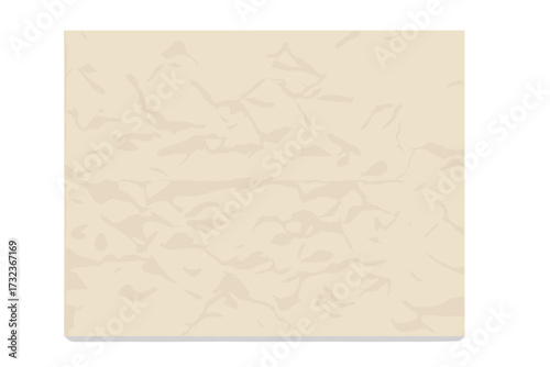 Crumpled paper texture vector background. Folded empty old sheet with wrinkles. Wrinkled ecru parchment paper. Blank vintage page. Kraft paper texture. Abstract retro wallpaper.