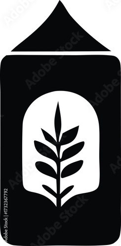Graphic symbol featuring a simplified shield design with a wheat stalk emblem representing growth harvest and agriculture for branding and design elements