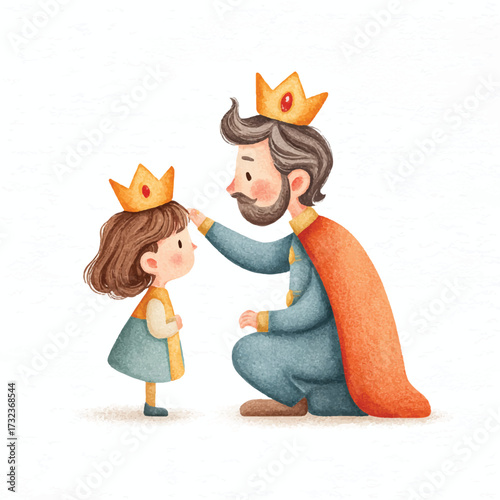 Father and Daughter, Crowned, Affectionate, Happy Family, Sweet Moment.