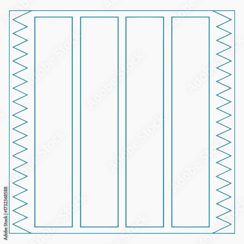 Geometric pattern with vertical rectangles and zigzag borders