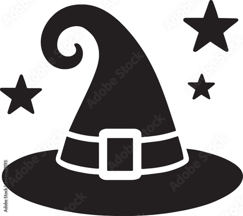 Witch Hat Silhouette with Stars and Buckle