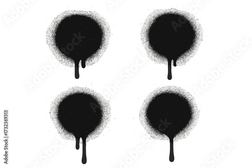 Spray paint dot collection. Splatter painted drip, grunge art circle texture. Graffiti dirty sprayed paint set. Abstract paint texture vector illustration. Splatter paint, drip.