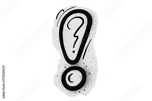 Graffiti exclamation mark with question mark. Hand drawn doodle concept for problem and solution, doubt and answer. Creative scribble shape with spray texture. Vector illustration.