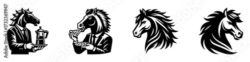 Modern Minimalist Mustang Head Icon, Flat Silhouette of a Side View Horse Head with a Calm Expression Vector for Wildlife Illustration Design